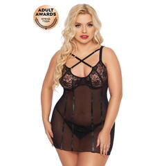 Ночная сорочка и стринги SoftLine Collection Cornelia, черный, XXL