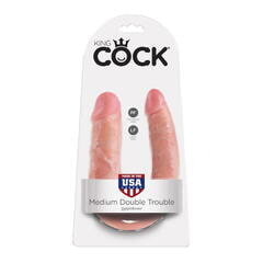 Двусторонний дилдо среднего размера телесный King Cock U-Shaped Medium Double Trouble